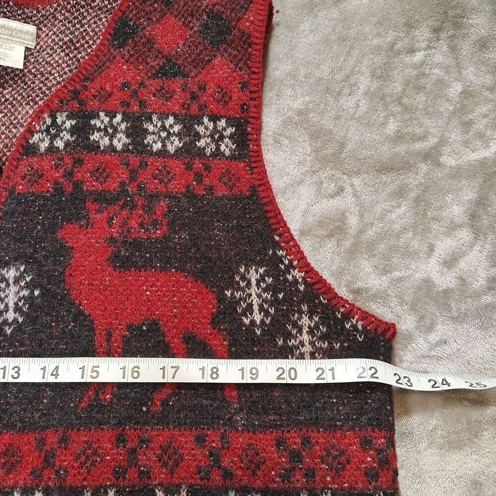 Coldwater Creek Wool Vest Size XL Cabincore Lodge Rustic Cozy Deer Fair Isle - Picture 4 of 7